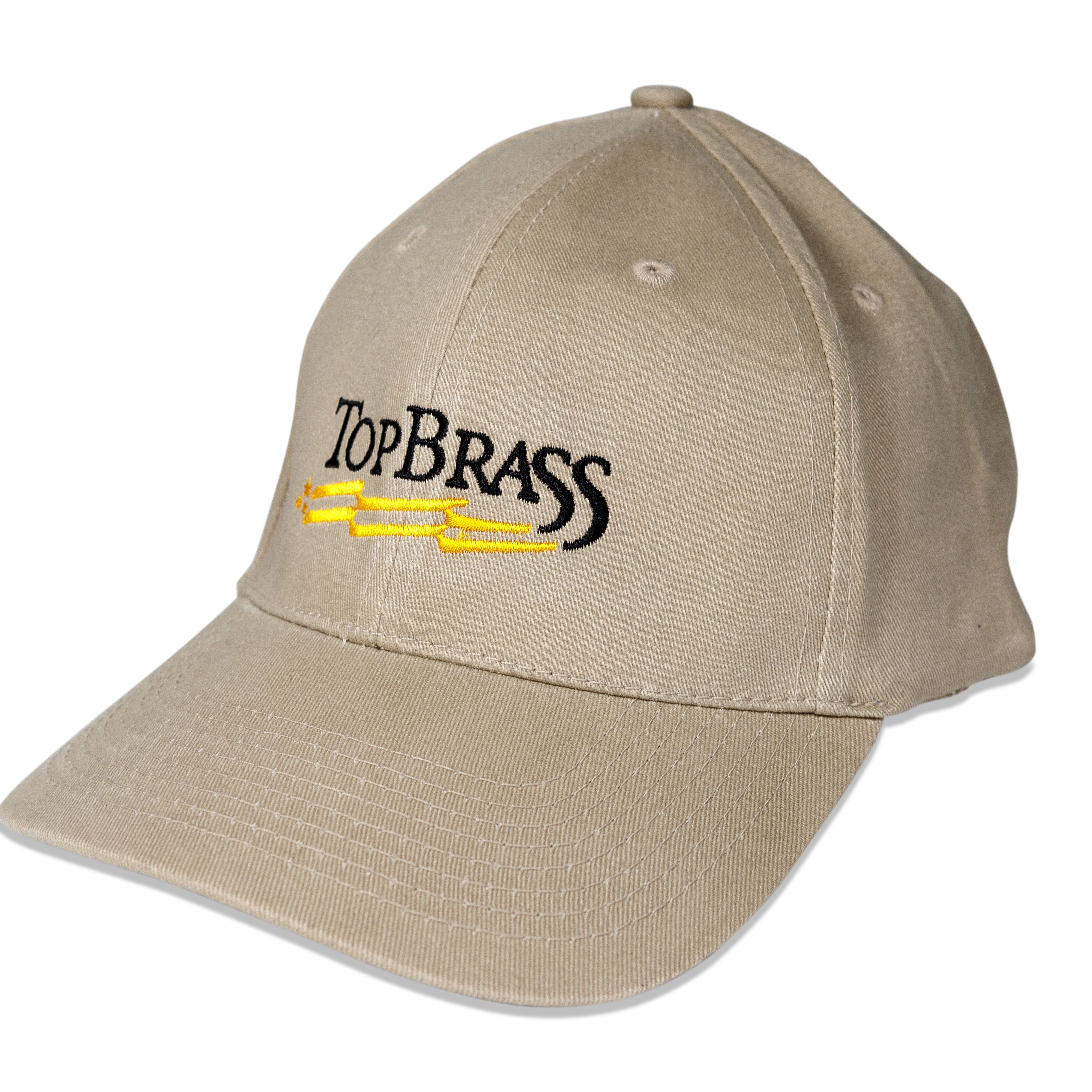 Top Brass Stretch Fit Ballcap Hat - Tan